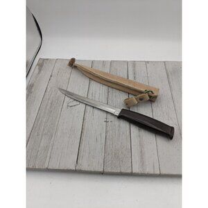 Stainless Utility Knife 7" Blade Brown Handle 11 1/2" Long Leather Sheath
